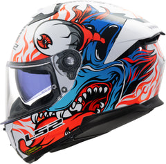 LS2 FF808 Stream II Full Face Motorcycle Helmet - Inferno White/Blue