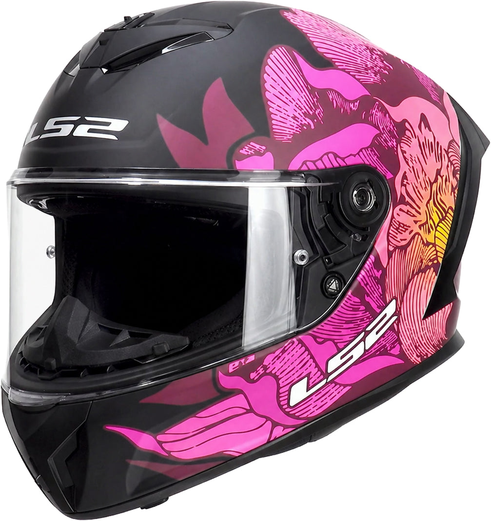 LS2 FF820 Rapid III Full Face Motorcycle Helmet - Poppies II Black/Pink