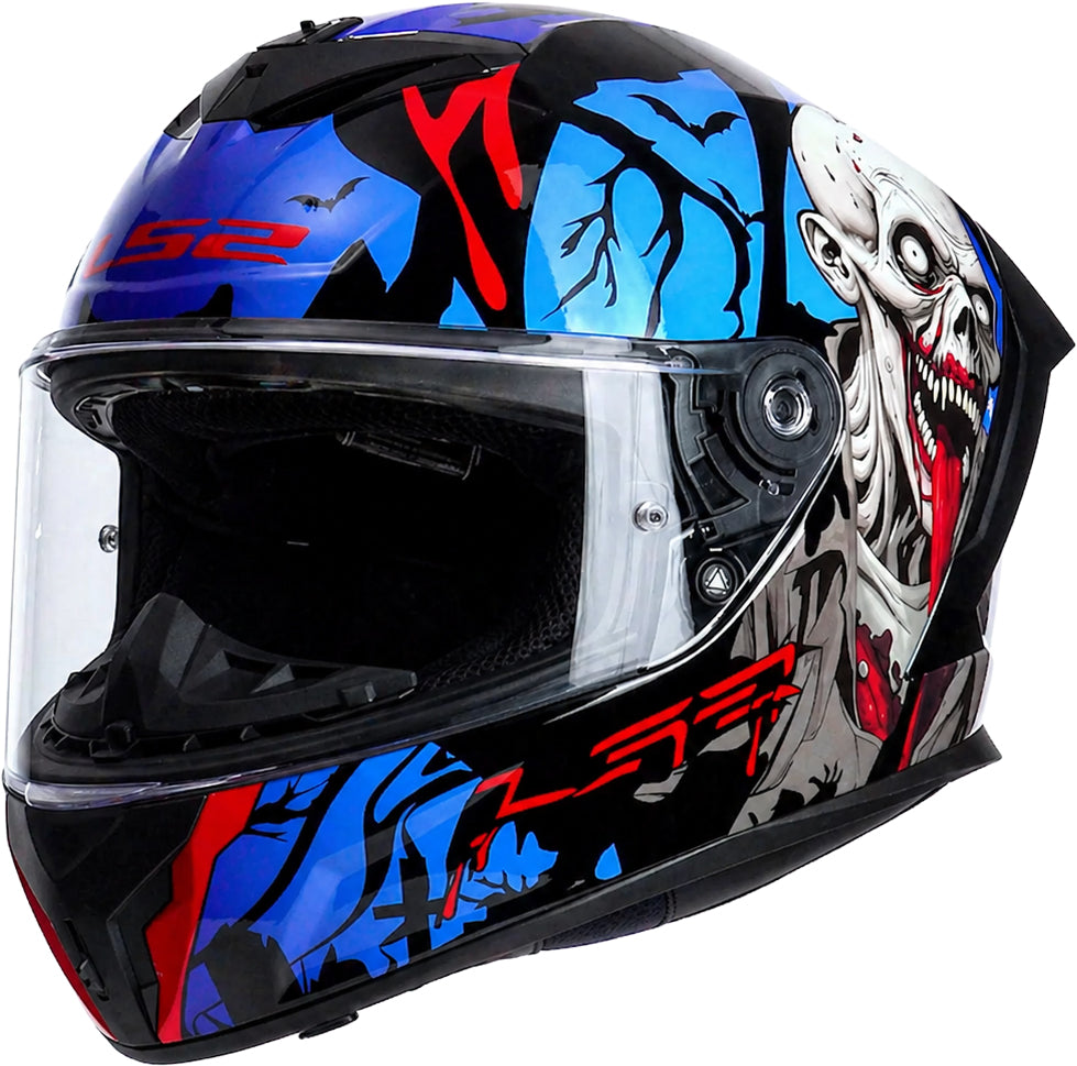 LS2 FF820 Rapid III Full Face Motorcycle Helmet - Zombie II Black/Red/Blue
