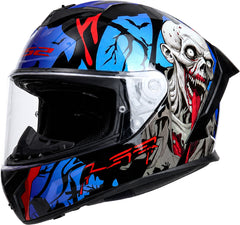 LS2 FF820 Rapid III Full Face Motorcycle Helmet - Zombie II Black/Red/Blue