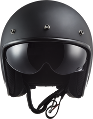 LS2 OF601 Bob II Open Face Motorcycle Helmet - Matt Black