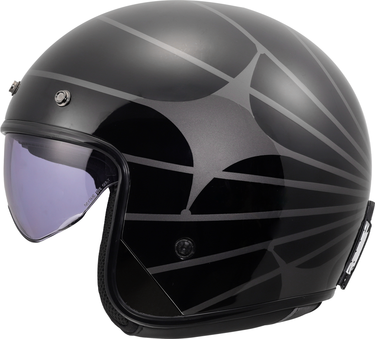LS2 OF601 Bob II Open Face Motorcycle Helmet - Cosmic Black/Grey