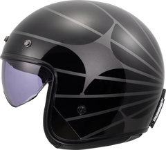 LS2 OF601 Bob II Open Face Motorcycle Helmet - Cosmic Black/Grey