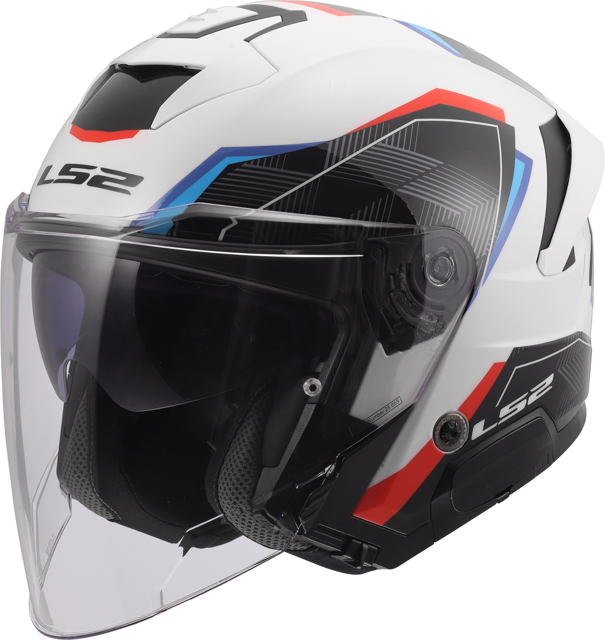 LS2 OF618 Verso II Open Face Motorcycle Helmet - Air White/Blue/Red