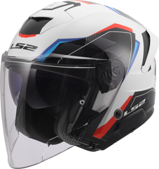 LS2 OF618 Verso II Open Face Motorcycle Helmet - Air White/Blue/Red