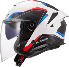 LS2 OF618 Verso II Open Face Motorcycle Helmet - Air White/Blue/Red