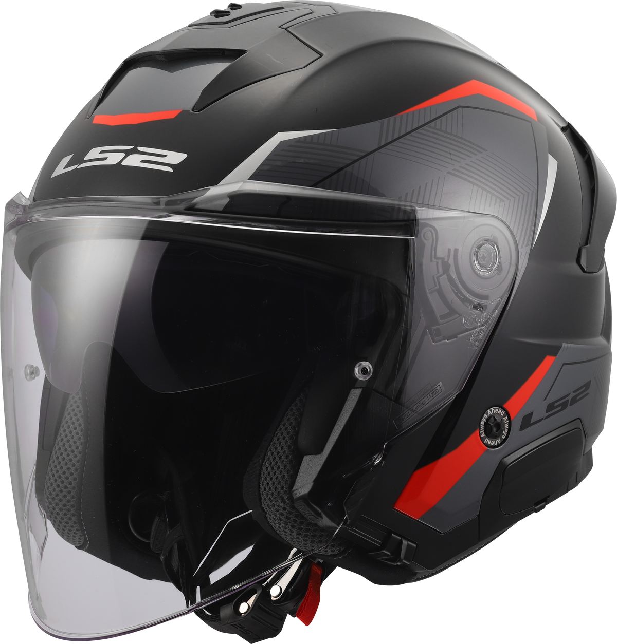 LS2 OF618 Verso II Open Face Motorcycle Helmet - Air Black/Red