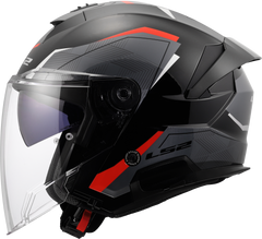 LS2 OF618 Verso II Open Face Motorcycle Helmet - Air Black/Red