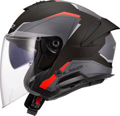 LS2 OF618 Verso II Open Face Motorcycle Helmet - Air Black/Red
