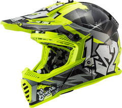 LS2 MX437 Fast II Mini Motocross Helmet - Crusher Black/Yellow