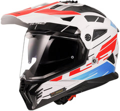 LS2 MX702 Pioneer II Adventure Motorcycle Helmet - Namib White/Blue/Red