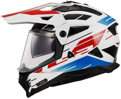 LS2 MX702 Pioneer II Adventure Motorcycle Helmet - Namib White/Blue/Red