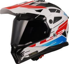 LS2 MX702 Pioneer II Adventure Motorcycle Helmet - Namib White/Blue/Red