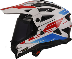 LS2 MX702 Pioneer II Adventure Motorcycle Helmet - Namib White/Blue/Red