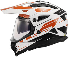 LS2 MX702 Pioneer II Adventure Motorcycle Helmet - Namib White/Orange