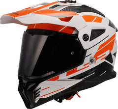 LS2 MX702 Pioneer II Adventure Motorcycle Helmet - Namib White/Orange