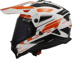LS2 MX702 Pioneer II Adventure Motorcycle Helmet - Namib White/Orange