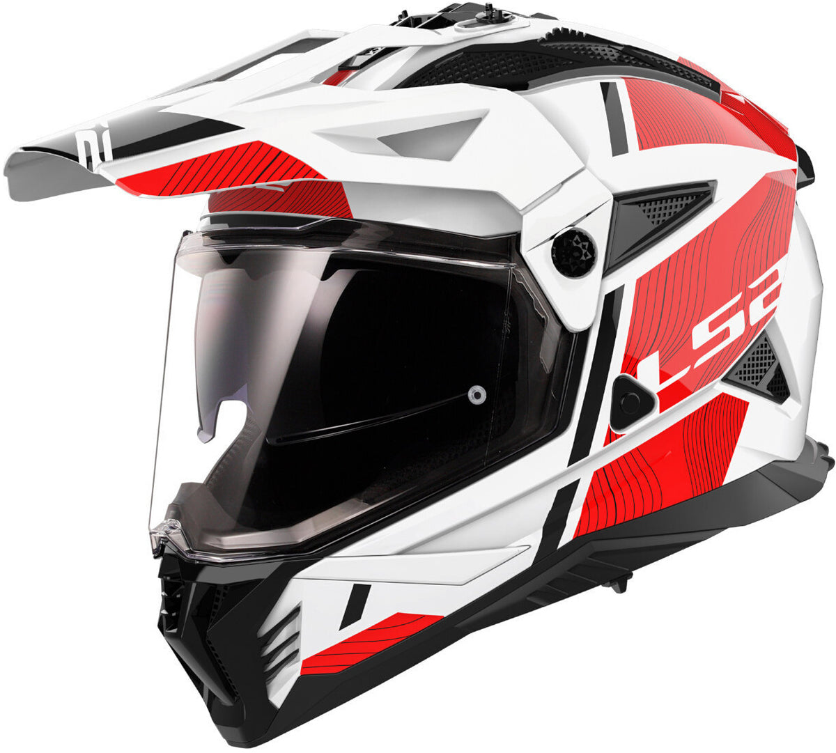 LS2 MX702 Pioneer II Adventure Motorcycle Helmet - Hill Matt White/Red