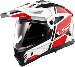 LS2 MX702 Pioneer II Adventure Motorcycle Helmet - Hill Matt White/Red