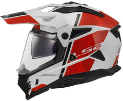 LS2 MX702 Pioneer II Adventure Motorcycle Helmet - Hill Matt White/Red