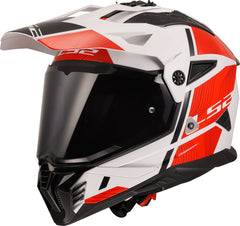 LS2 MX702 Pioneer II Adventure Motorcycle Helmet - Hill Matt White/Red