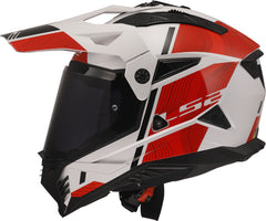 LS2 MX702 Pioneer II Adventure Motorcycle Helmet - Hill Matt White/Red