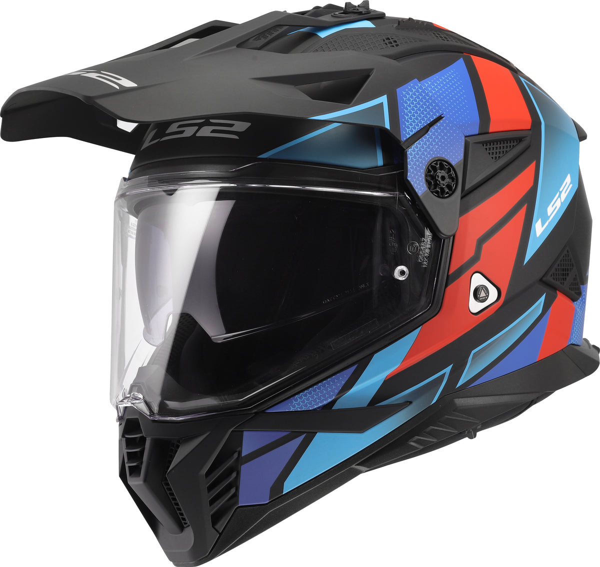 LS2 MX702 Pioneer II Adventure Motorcycle Helmet - Block Black/Red/Blue