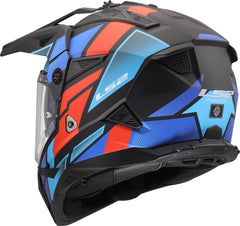 LS2 MX702 Pioneer II Adventure Motorcycle Helmet - Block Black/Red/Blue