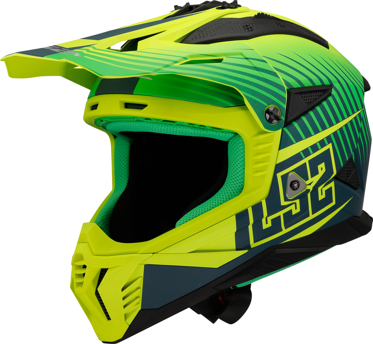 LS2 MX708 Fast II Motocross Helmet - Duck Matt Hi-Vis Green/Hi-Vis Yellow