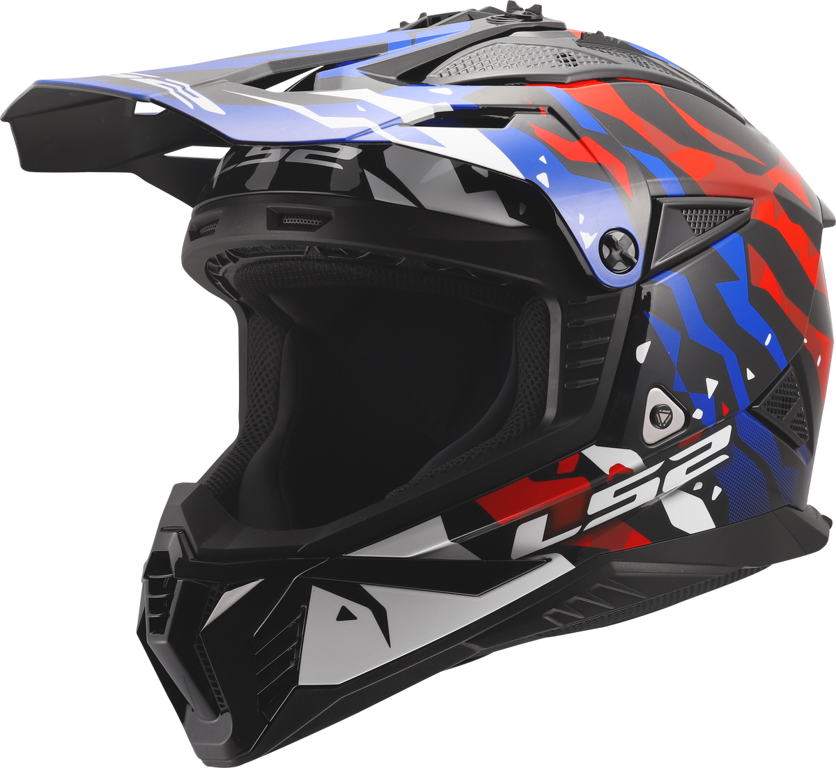 LS2 MX708 Fast II Motocross Helmet - Grotesk White/Blue/Red
