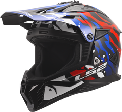 LS2 MX708 Fast II Motocross Helmet - Grotesk White/Blue/Red