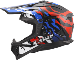 LS2 MX708 Fast II Motocross Helmet - Grotesk White/Blue/Red
