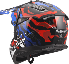 LS2 MX708 Fast II Motocross Helmet - Grotesk White/Blue/Red