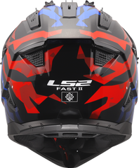 LS2 MX708 Fast II Motocross Helmet - Grotesk White/Blue/Red