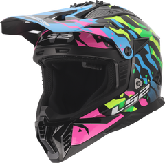 LS2 MX708 Fast II Motocross Helmet - Grotesk Blue/Pink/Green