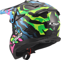 LS2 MX708 Fast II Motocross Helmet - Grotesk Blue/Pink/Green