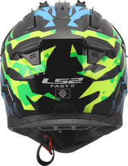 LS2 MX708 Fast II Motocross Helmet - Grotesk Blue/Pink/Green