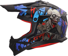 LS2 MX708 Fast II Motocross Helmet - Zombie II Black/Red/Blue