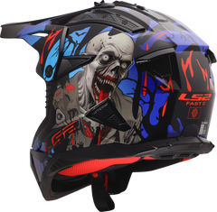 LS2 MX708 Fast II Motocross Helmet - Zombie II Black/Red/Blue