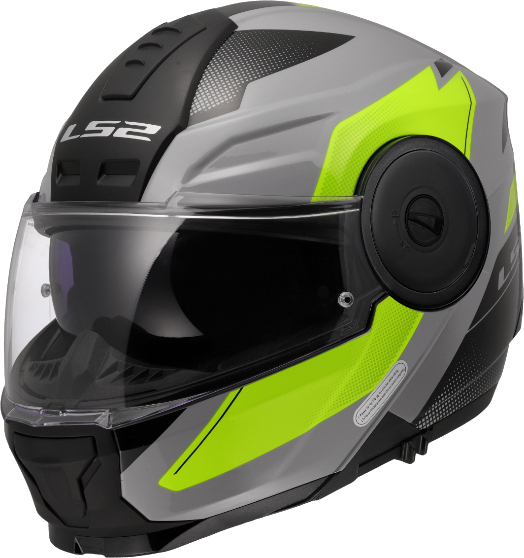 LS2 FF902 Scope II Flip Up Motorcycle Helmet - Duria Hi-Vis Yellow/Grey