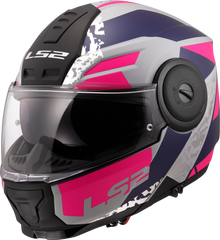 LS2 FF902 Scope II Flip Up Motorcycle Helmet - Oxyd Grey/Blue/Purple