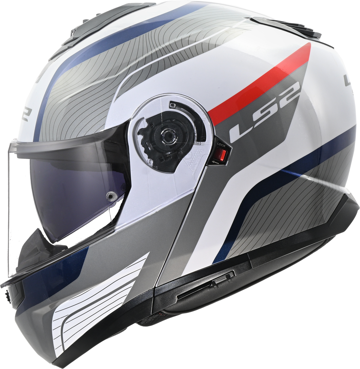 LS2 FF908 Strobe II Flip Up Motorcycle Helmet - Monza White/Blue/Red