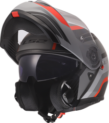 LS2 FF908 Strobe II Flip Up Motorcycle Helmet - Monza Matt Black/Grey/Red