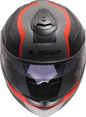 LS2 FF908 Strobe II Flip Up Motorcycle Helmet - Monza Matt Black/Grey/Red