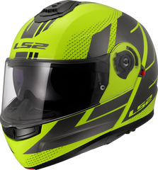 LS2 FF908 Strobe II Flip Up Motorcycle Helmet - Code Hi-Vis Yellow/Grey