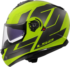 LS2 FF908 Strobe II Flip Up Motorcycle Helmet - Code Hi-Vis Yellow/Grey