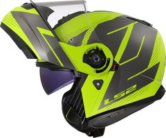 LS2 FF908 Strobe II Flip Up Motorcycle Helmet - Code Hi-Vis Yellow/Grey