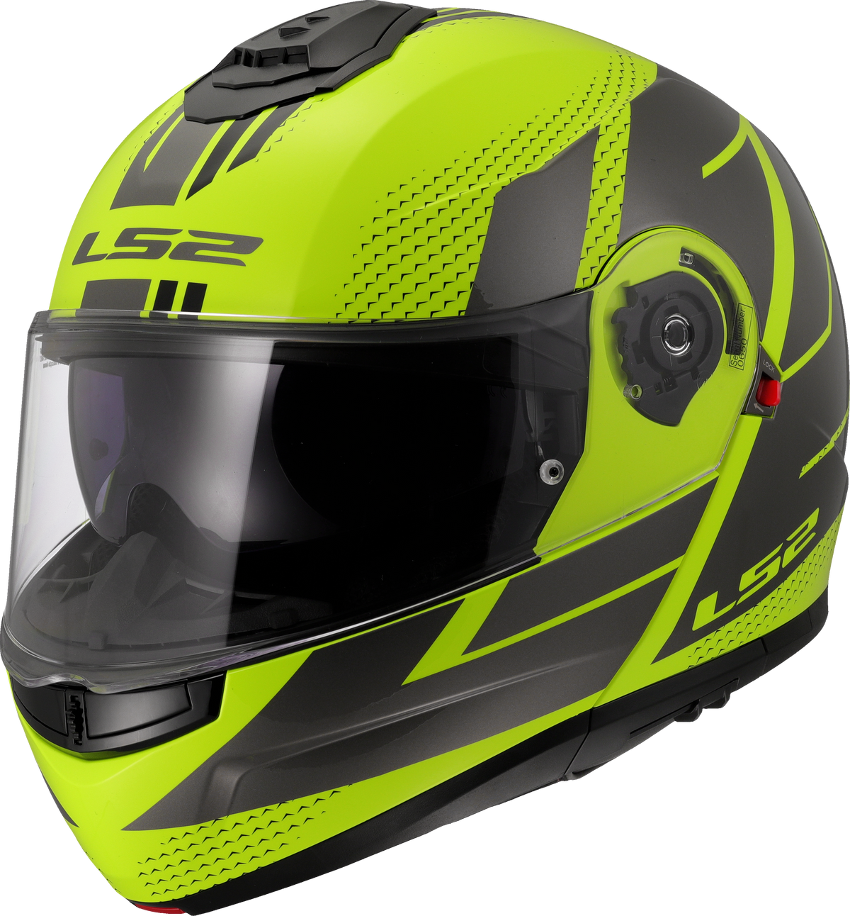 LS2 FF908 Strobe II Flip Up Motorcycle Helmet - Code Hi-Vis Yellow/Grey