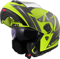LS2 FF908 Strobe II Flip Up Motorcycle Helmet - Code Hi-Vis Yellow/Grey