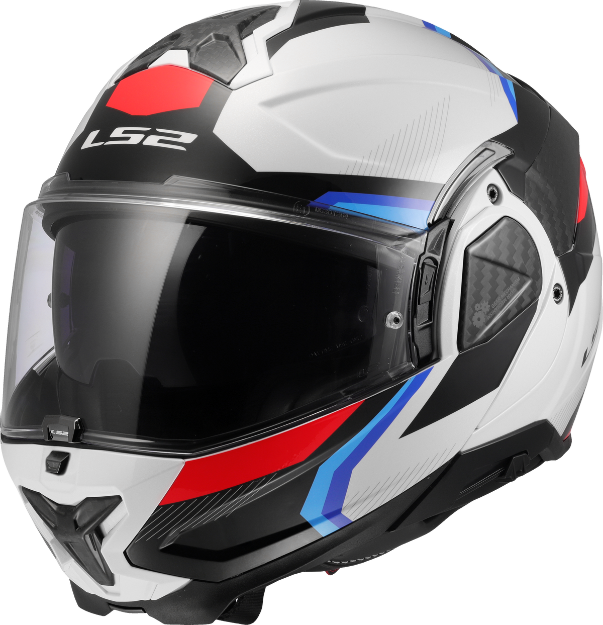 LS2 FF910 Advant II Flip Up Motorcycle Helmet - Triple White/Blue/Red